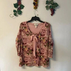 Dress Barn Vintage Pink‎ Floral 1X  Woman 1X Blouse